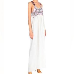 P_Jean By PINKO Embroidered Beaded Cross Back Maxi Dress Southwestern Small S